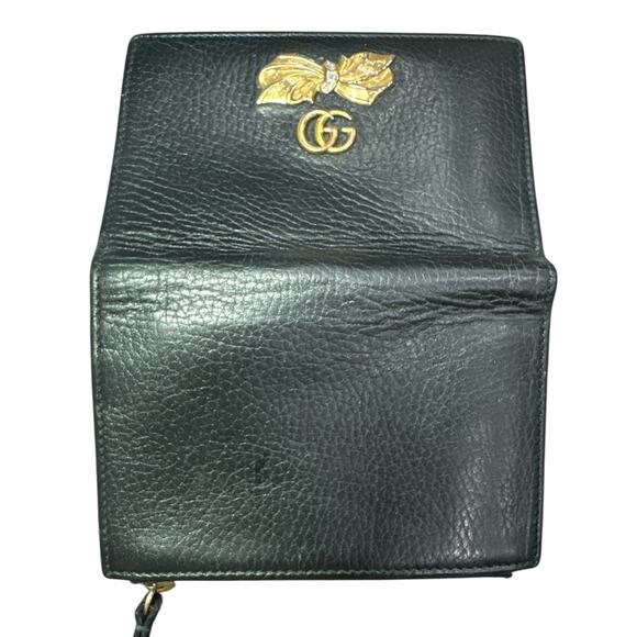 G2. Gucci Calfskin GG Marmont Bow Flap Wallet Black - Picture 8 of 16